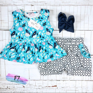 Blue Bird Short Set