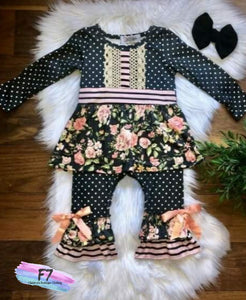 Black & Pink Rose Romper