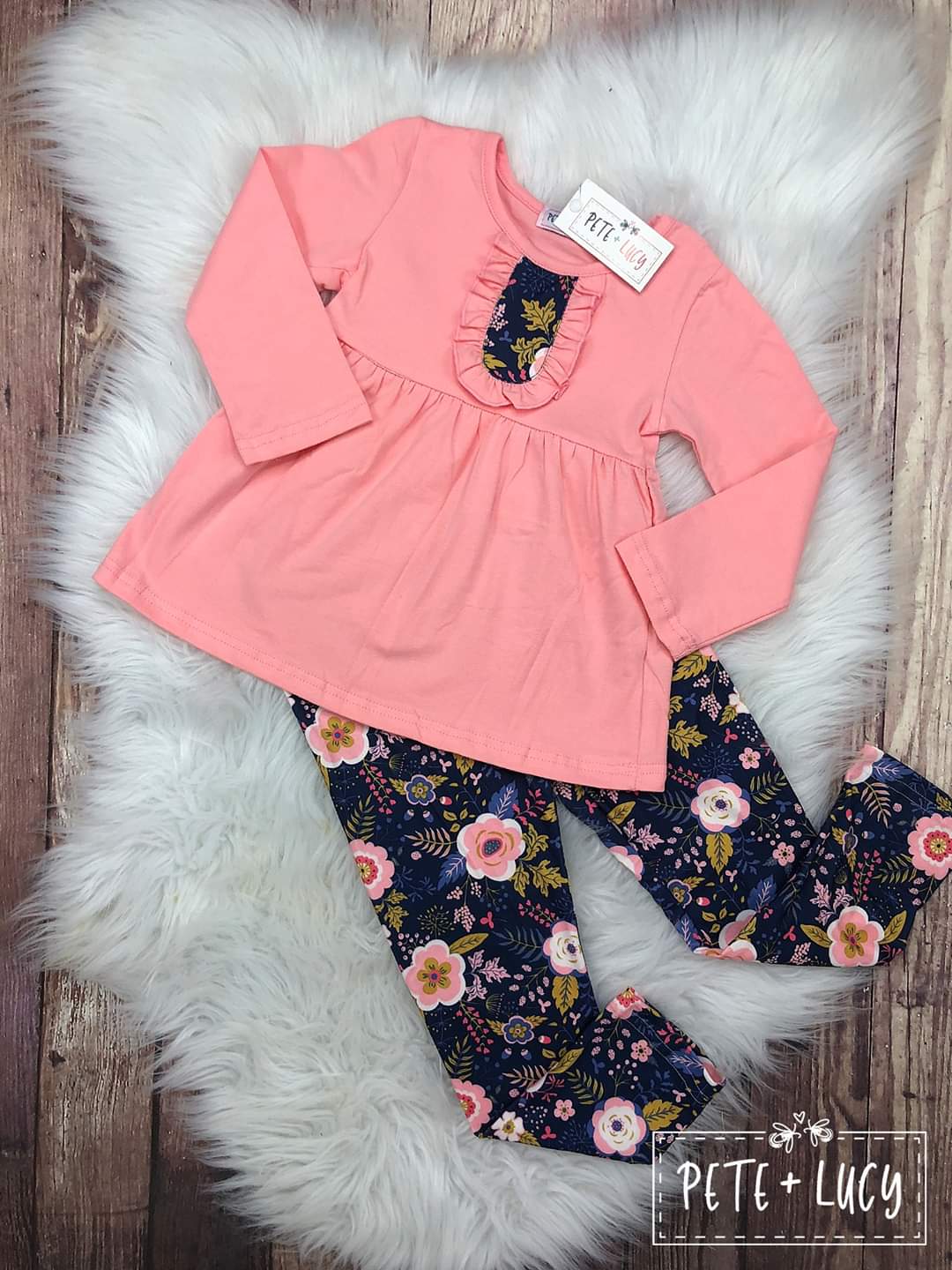 Pink & Navy Floral Pant Set